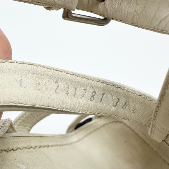 Yves Saint Laurent White Leather Strappy T Strap Heel Sandals - Picture 14 of 16